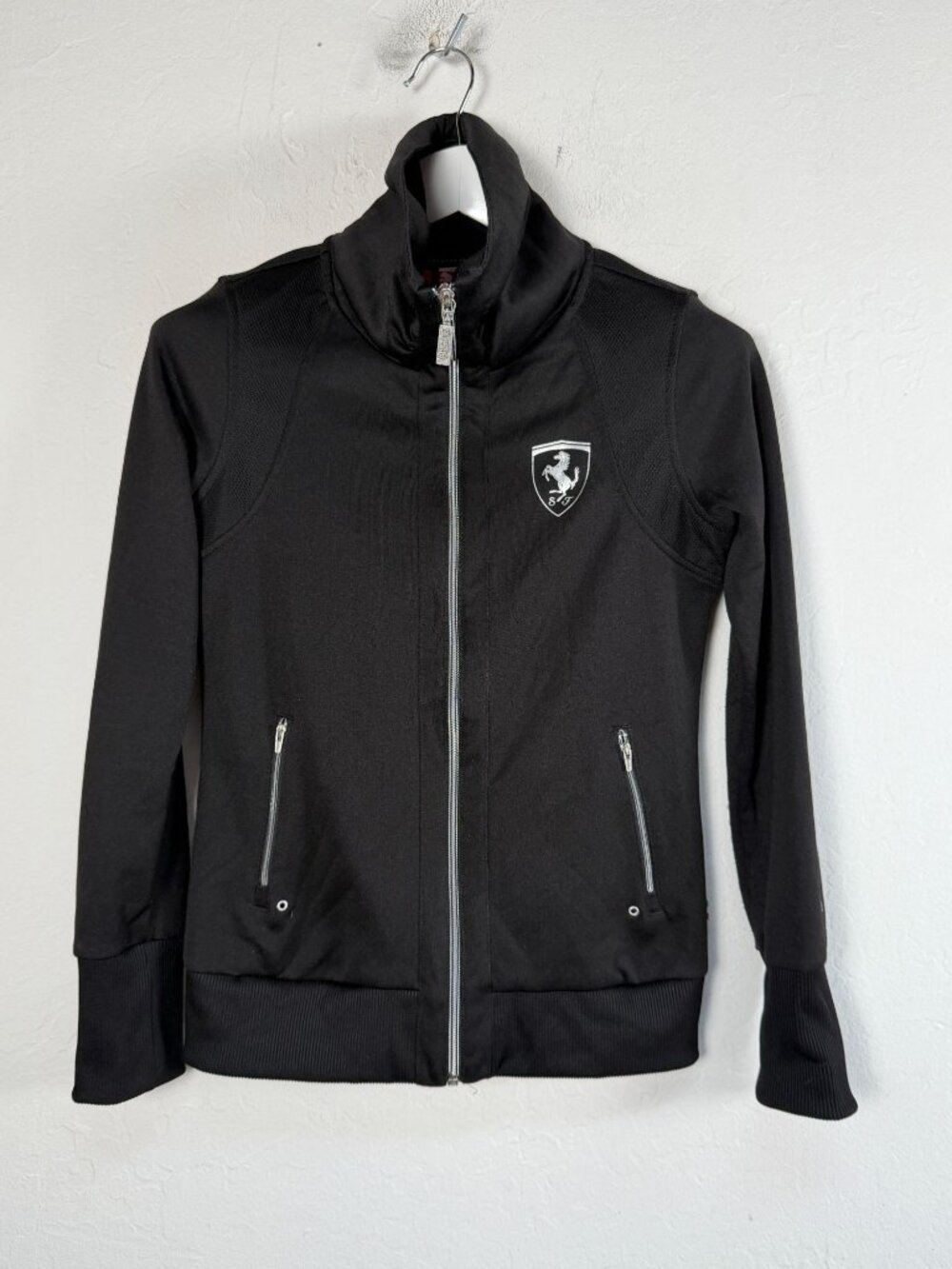 Puma Scuderia Ferrari Track Jacket Women's Small Black Full Zip Mesh Panel